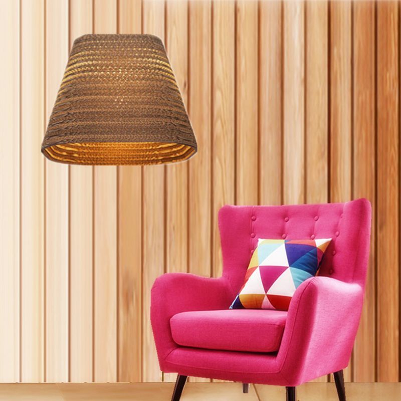 Brown Silkworm Suspension Lighting Minimalist Single-Bulb Rattan Pendant Ceiling Light