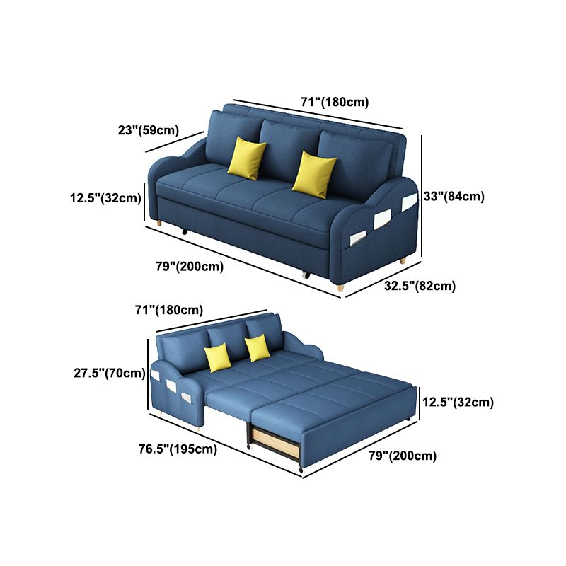 Linen Contemporary Sloped Arm Sofa Bed Foldable Sofa for Living Room, Apartment