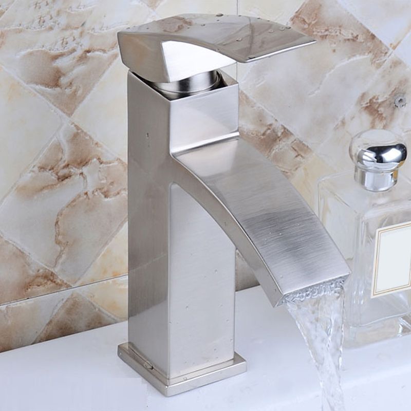 Cubic Chrome Bathroom Faucet Low Arc Single Handle Vessel Faucet