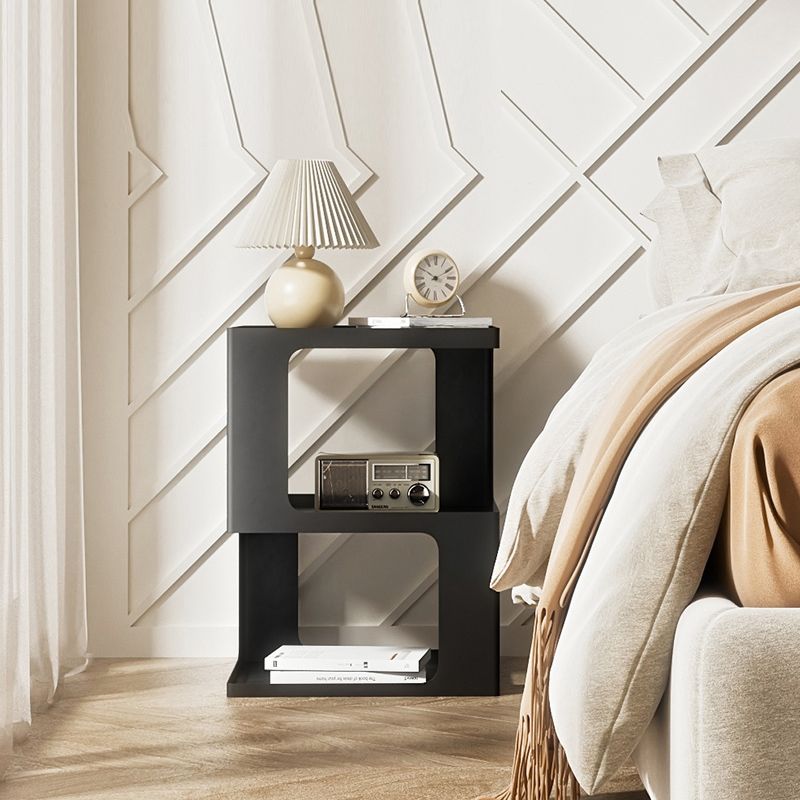 Contemporary Metal Bedside Cabinet Open Storage Accent Table Nightstand for Bedroom