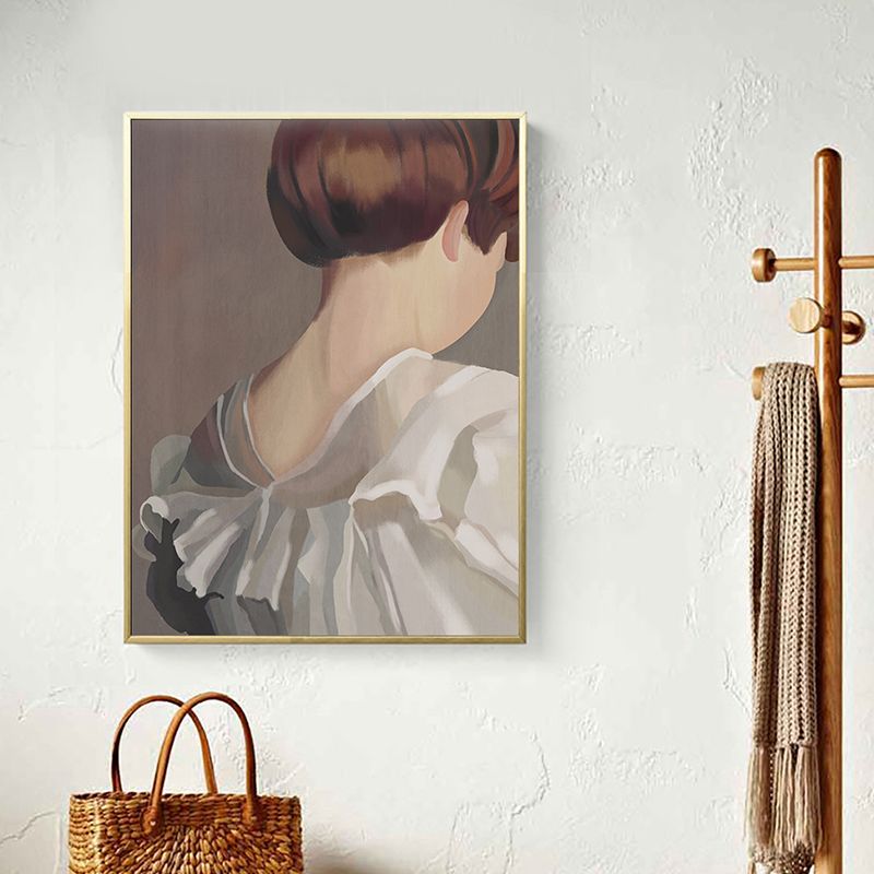 White Girls Back Painting Art Print Textured Traditional Bathroom Wall Decoration