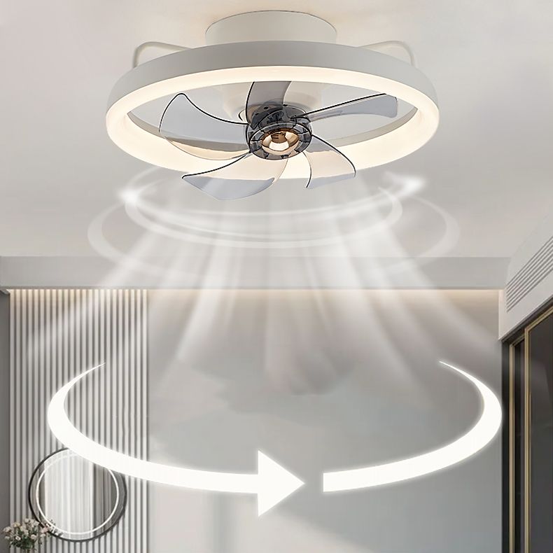 Nordic Style Metal Ceiling Fan Lamp Round Shape Colorful Ceiling Fan Light for Bedroom