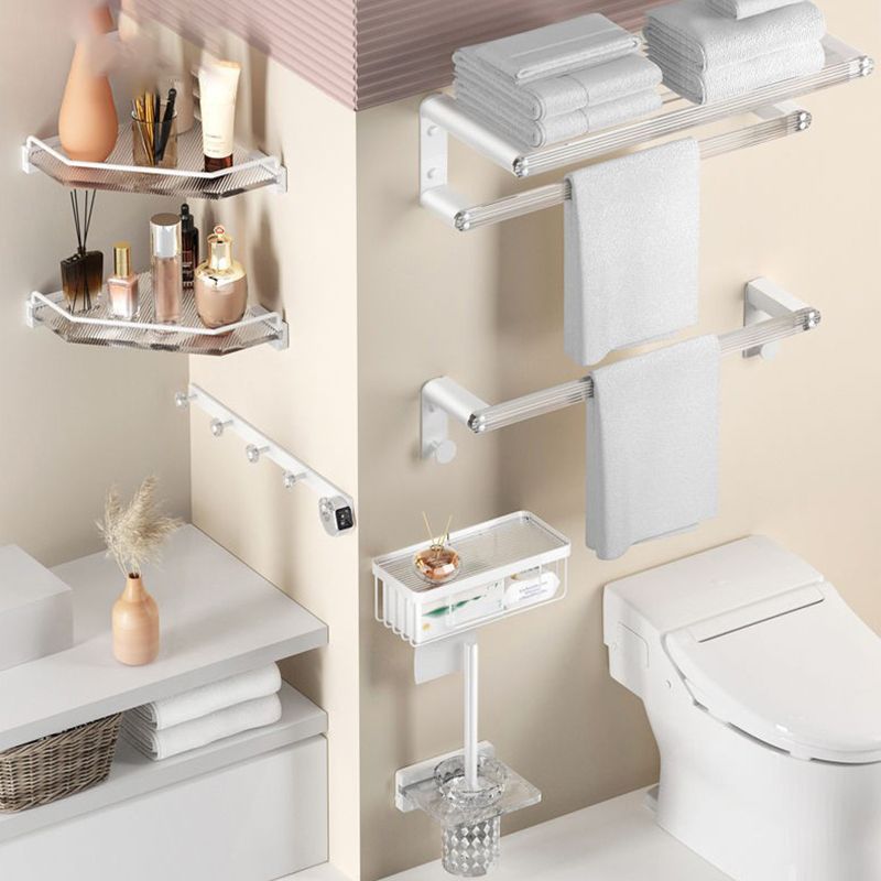 White & Clear Acrylic Bathroom Accessory Set with Towel Bar/Paper Holder/Robe Hook