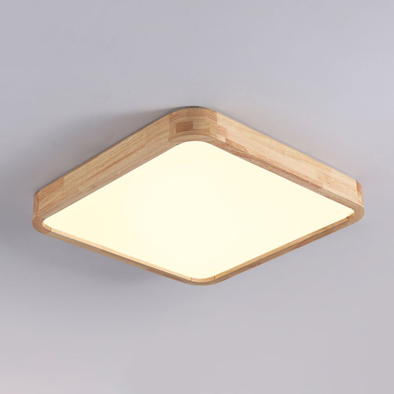 Modern Wood LED Flush Mount Geometric Shape Ceiling Light with Acrylic Shade