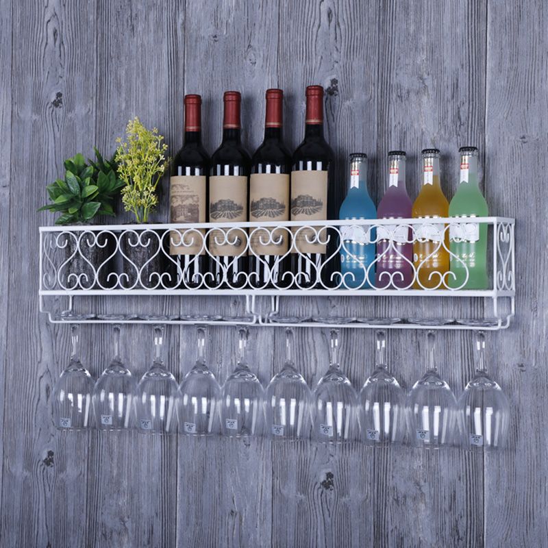 Metal Wall Mounted Wine Glass Stemware Rack Holder Industrial Wine Holder