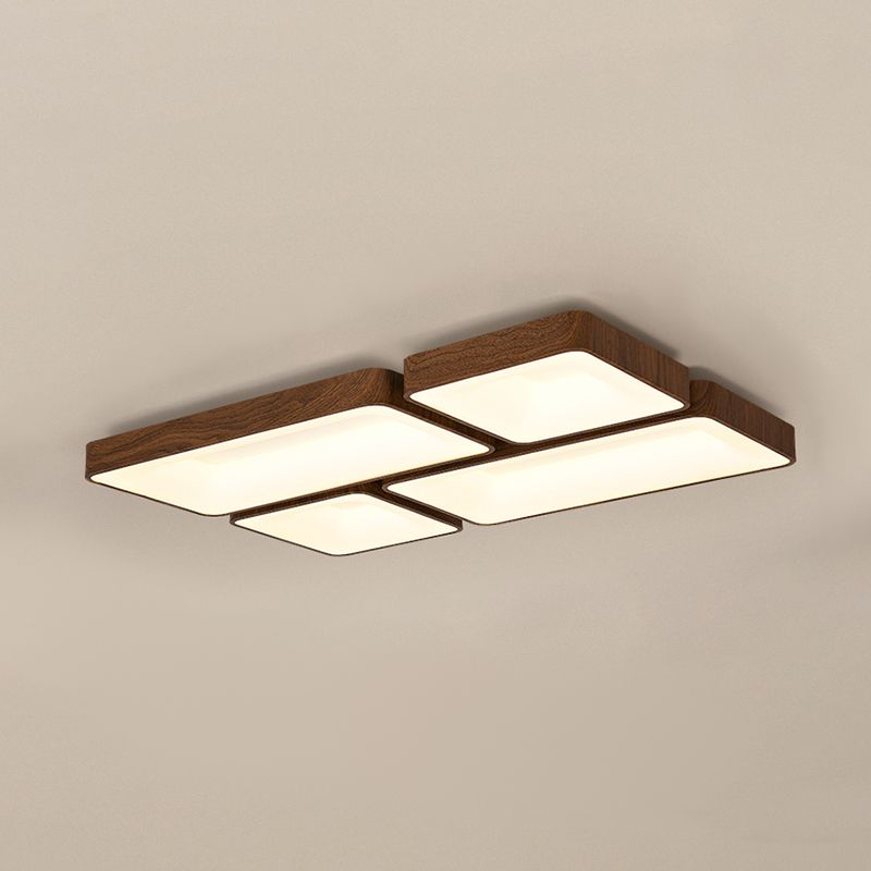 Geometry Shape LED Ceiling Lamp Modern Wood Flush Mount for Bedroom Living Room