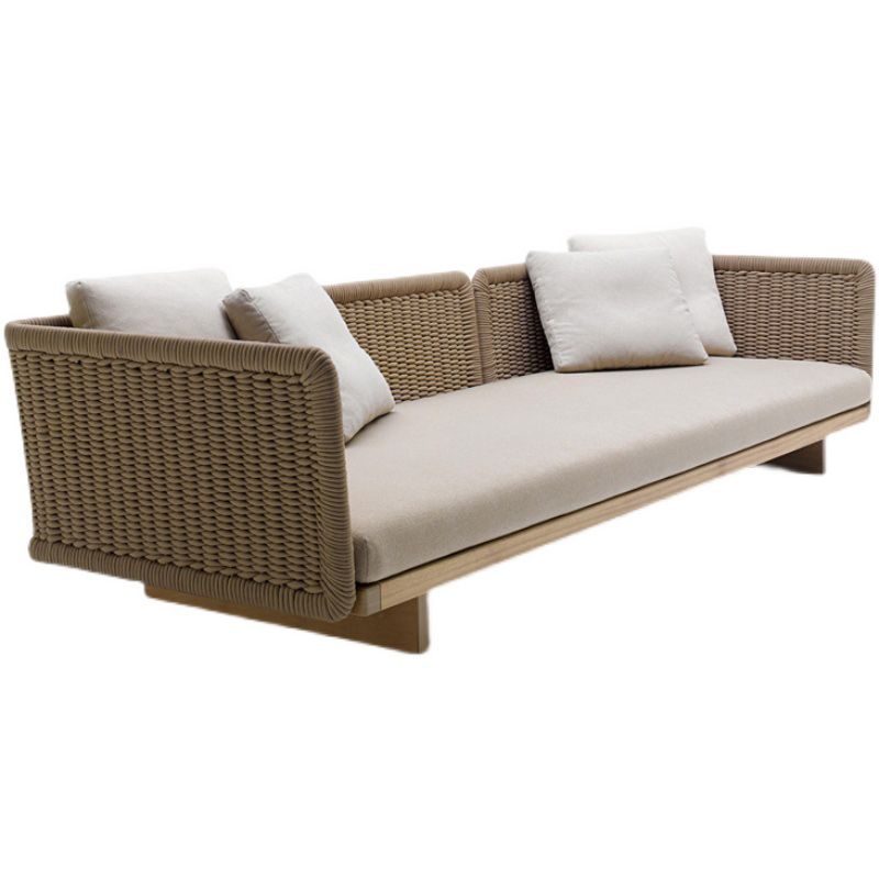 Wicker Patio Sofa Water Resistant Outdoor Patio Sofa with Cushions