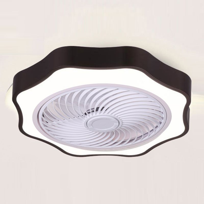 Accesorio de iluminación del ventilador de techo de metal floral lámpara de montaje semi rascilla de estilo LED para dormitorio