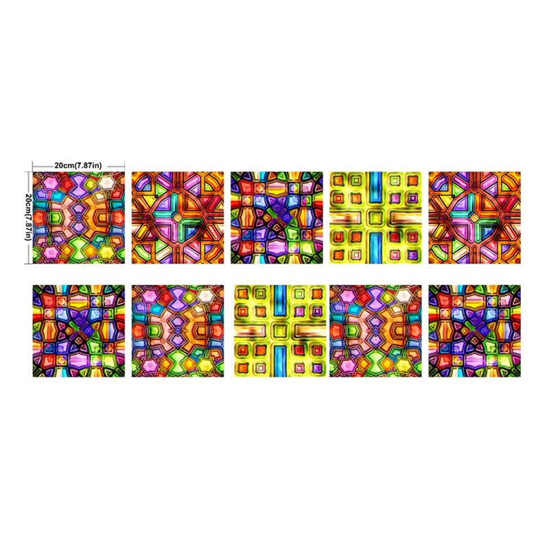 Mosaics Maze Wallpaper Panel Set 10 Pieces Yellow PVC Wall Art, Peel and Stick, 4.3-sq ft