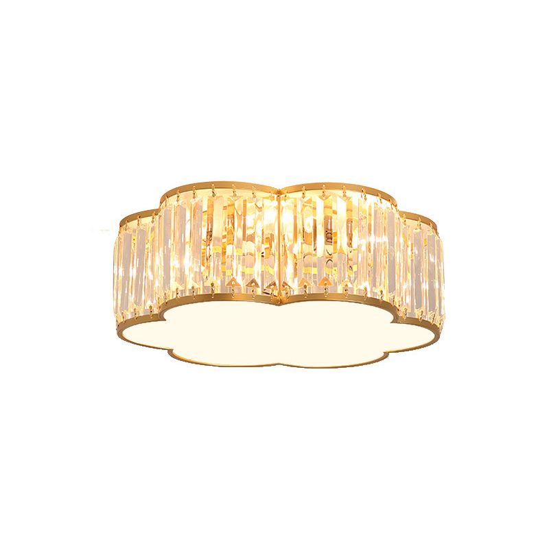 Contemporary Flush Light Fixture Crystal Flush Mount Ceiling Fixture in Gold