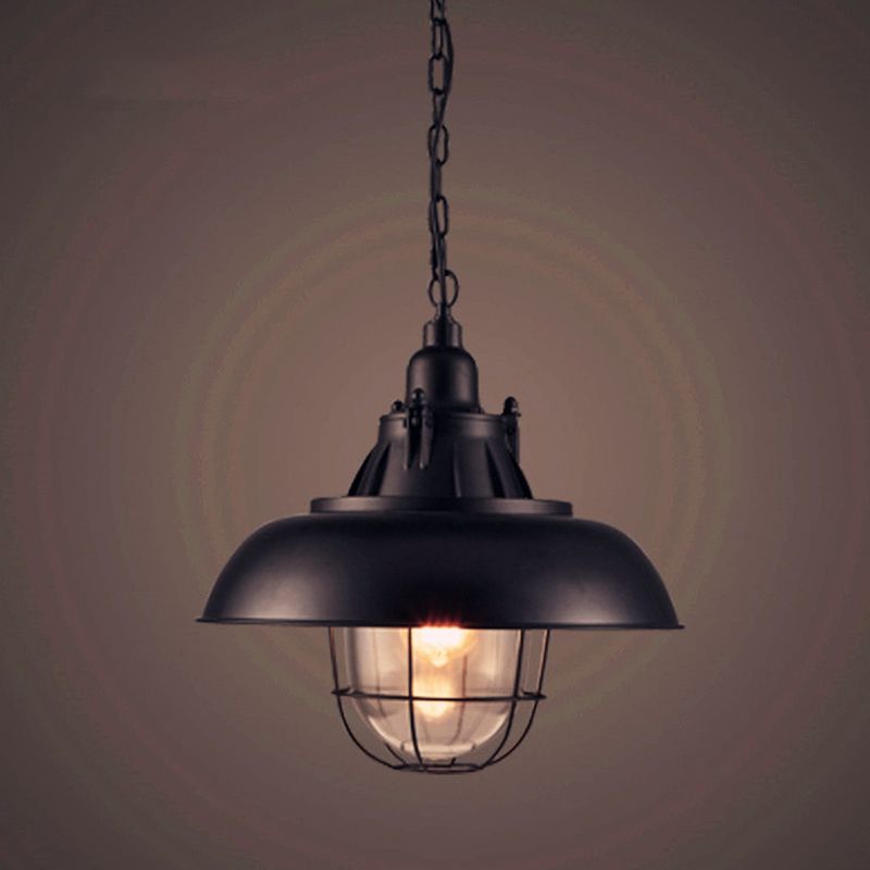 1 Light Caged Hanging Ceiling Lights Industrial Style Metal Pendant Light Fixtures for Restaurant