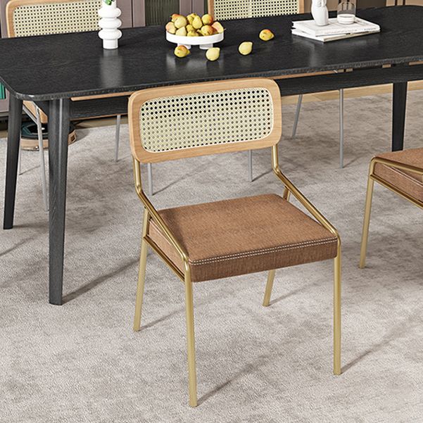 Glam Style Dining Chair Cane Back Side Dining Chair for Dining Room