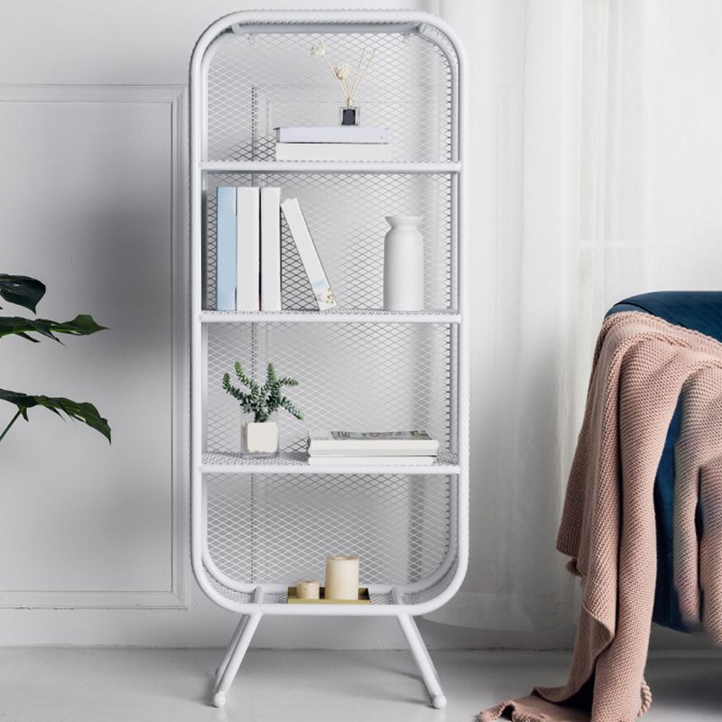 Contemporary Shelf Closed Back Metal Shelves Included Bookcase