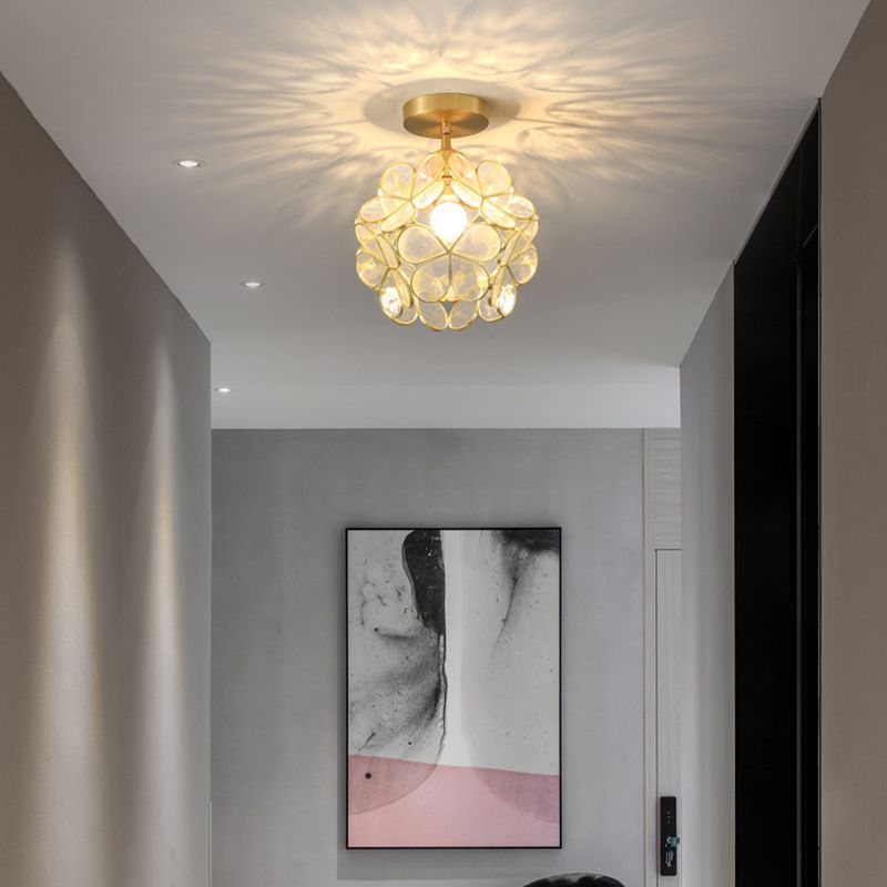 Modern Ceiling Light 1-Light Ceiling Mount Light with Glass Shade for Aisle