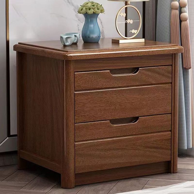 Contemporary 2 Drawers Accent Table Nightstand Antique Finish Bed Nightstand