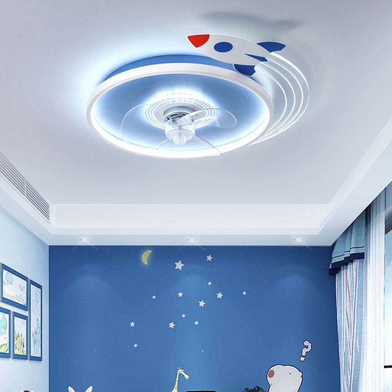 Metal Unique Shape Ceiling Fans Kid Style 2-Lights Ceiling Fan Lamp Fixture