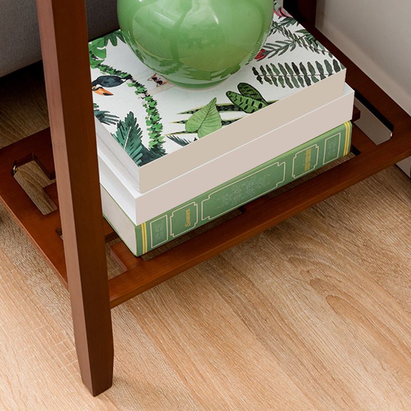 Contemporary 4 Legs Side Table Wood Side End Snack Table with Shelf