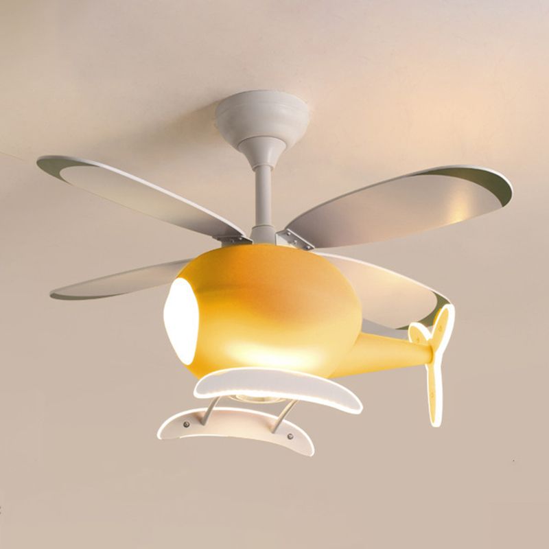 Metal Plane Ceiling Fan Light Kids Style LED Ceiling Lighting