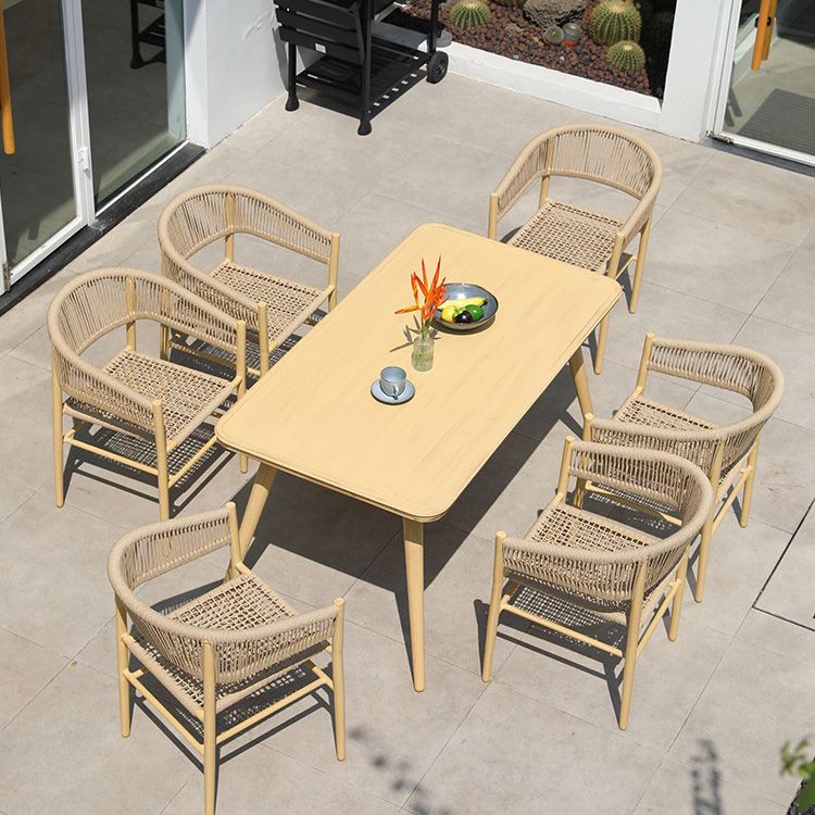 Modern Outdoor Dining Table Fire Resistant Patio Table with Aluminum Frame