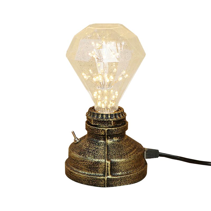 Bronze/Aged Brass 1 Head Table Lighting Industrial Wrought Iron Bare Bulb Standing Table Lamp with Plug In Cord