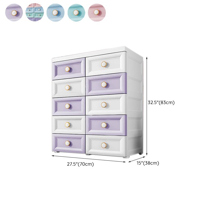 Scandinavian Kids Dresser Set Vertical Plastic Nursery Dresser for Home