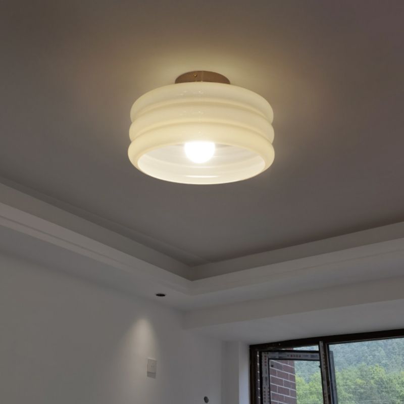 Glass Shade Semi Flush Mount Modern Cylinder Shade Semi-Flush Mount for Bedroom