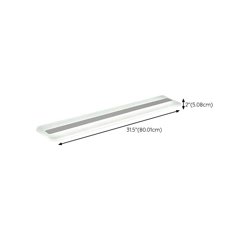 Metal Linear Flush Mount Fixture Modern Flush Light Fixture in Silver