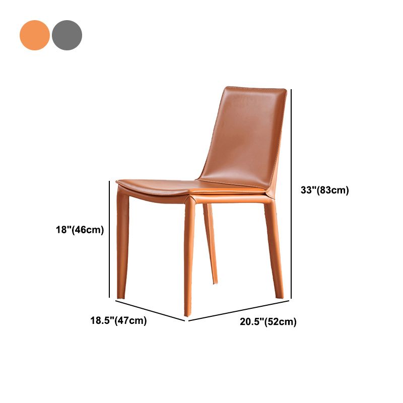 Contemporary Leather Dining Side Chairs Metal Armless Dining Chair for Restaurant Use