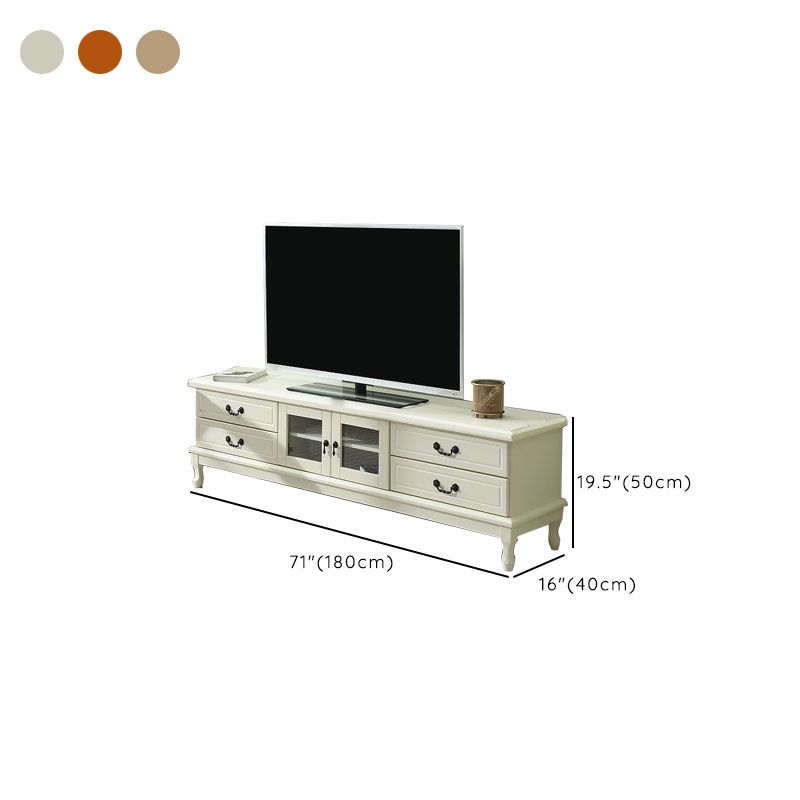 Wooden TV Stand Console Enclosed Storage TV Console with Drawers