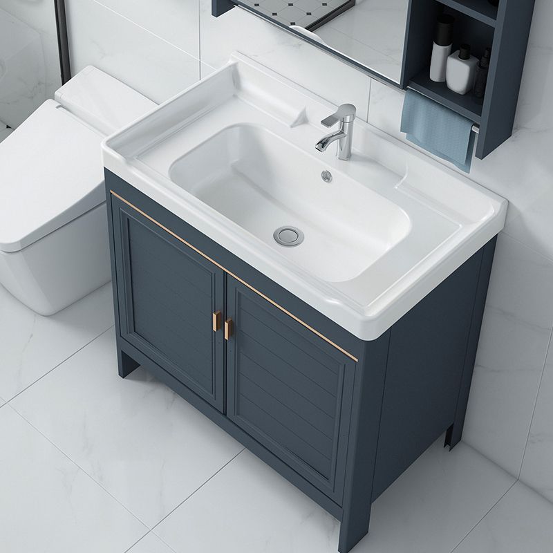 Modern Bathroom Vanity Set Single Freestanding 2 Doors Rectangular Sink Vanity