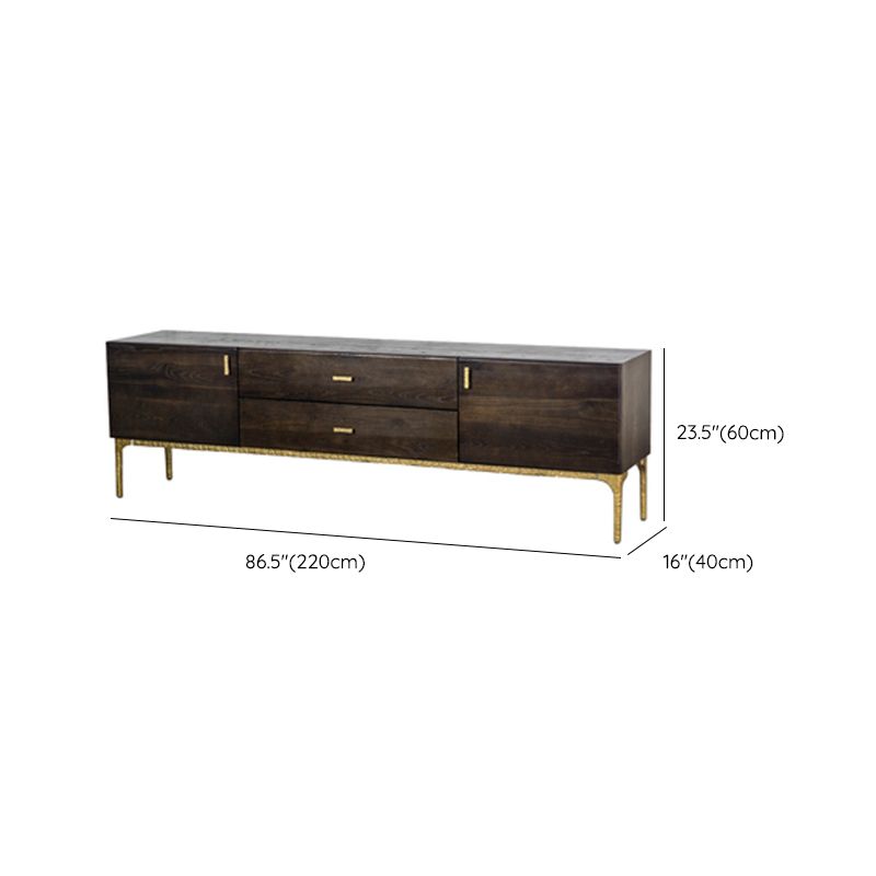 Glam Brown Media Console Wood TV Console with Metal Legs for Living Room