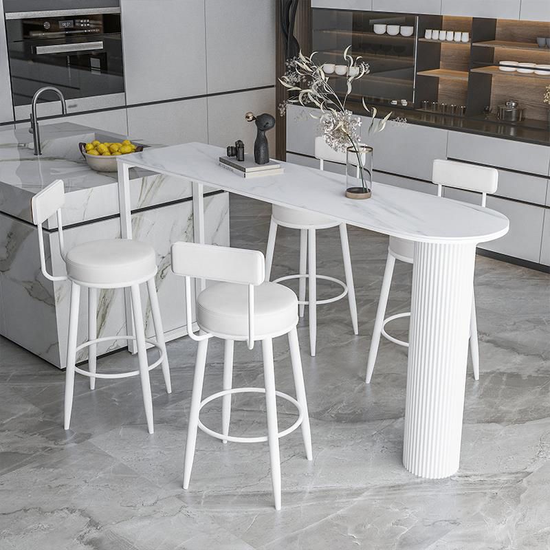 Stone Bar Dining Table Contemporary Bar Table with Sled Base