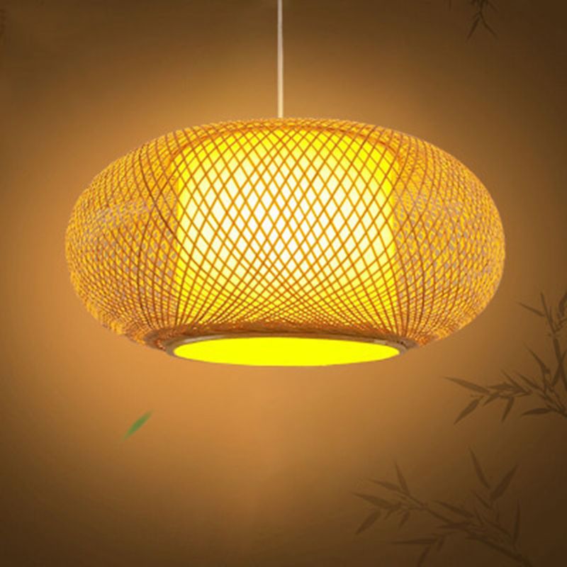 Fissaggi di illuminazione a sospensione cinese tamburi rattan sospeso con cavo sospeso per il ristorante