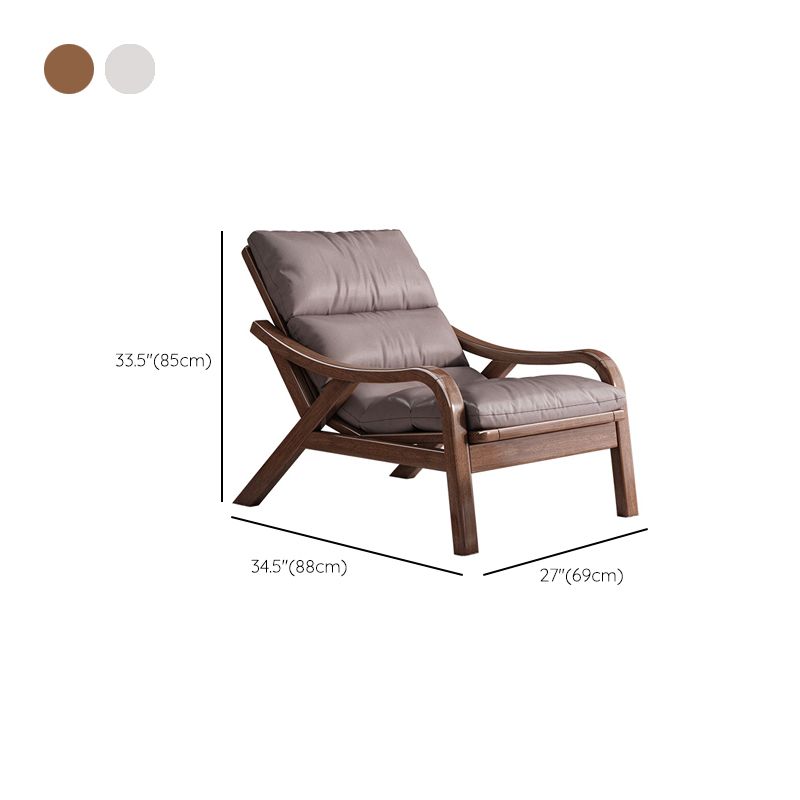 Contemporary Solid Wood Recliner Chair in Solid Color with Wooden Legs