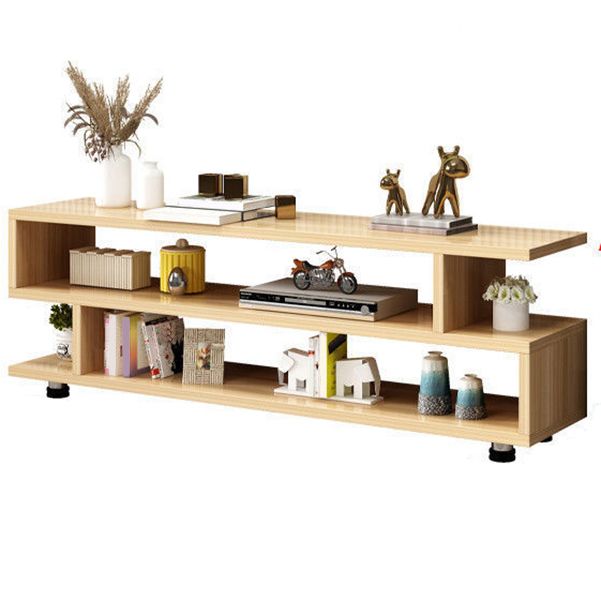 Modern Open Storage TV Console , Wood and Metal TV Stand in Wood Finish