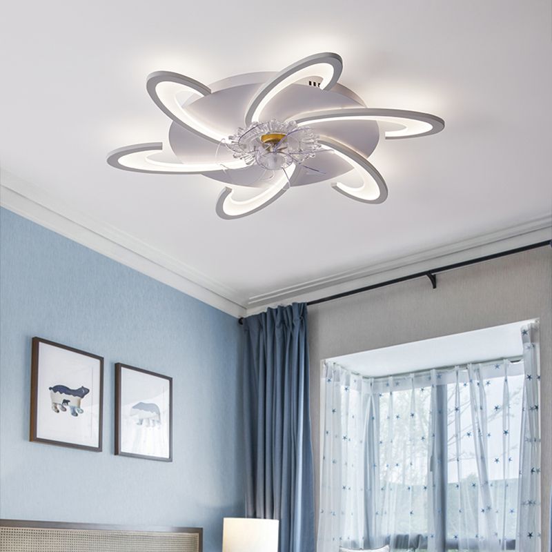 LED de la lampe à fans de plafond en métal nordique LED FLUX MONT LECHETURE DE PLACE AVEC LAME DE FAN ABS