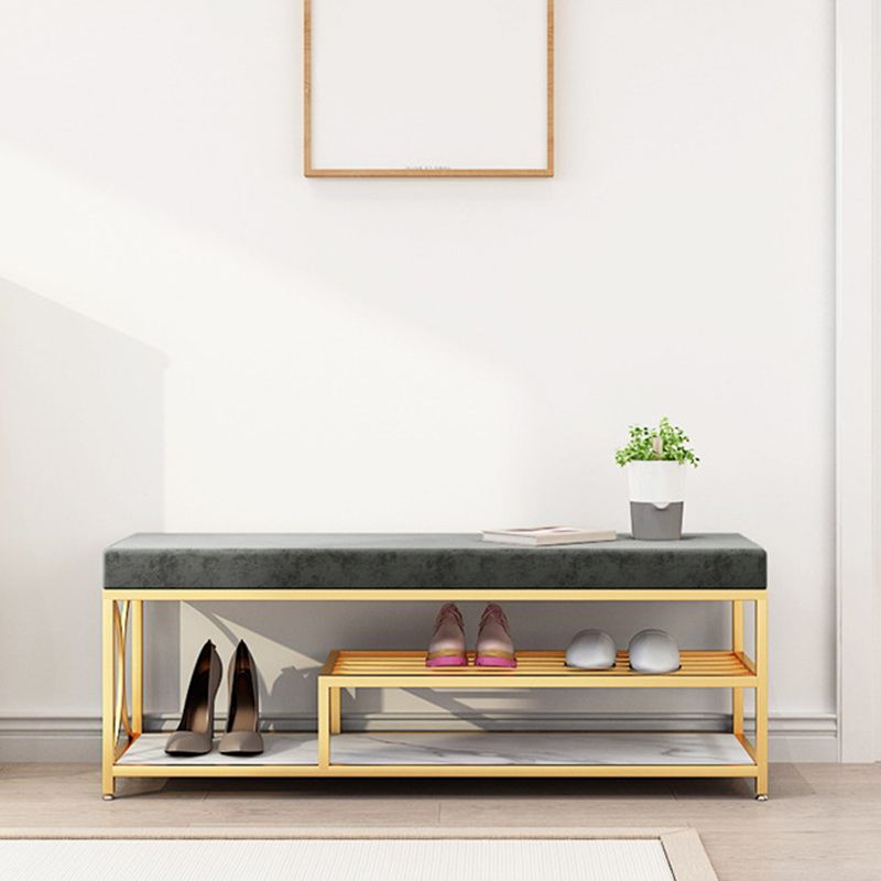 Modern Entryway Bench Upholstery Fill Foam Bench with Shelves