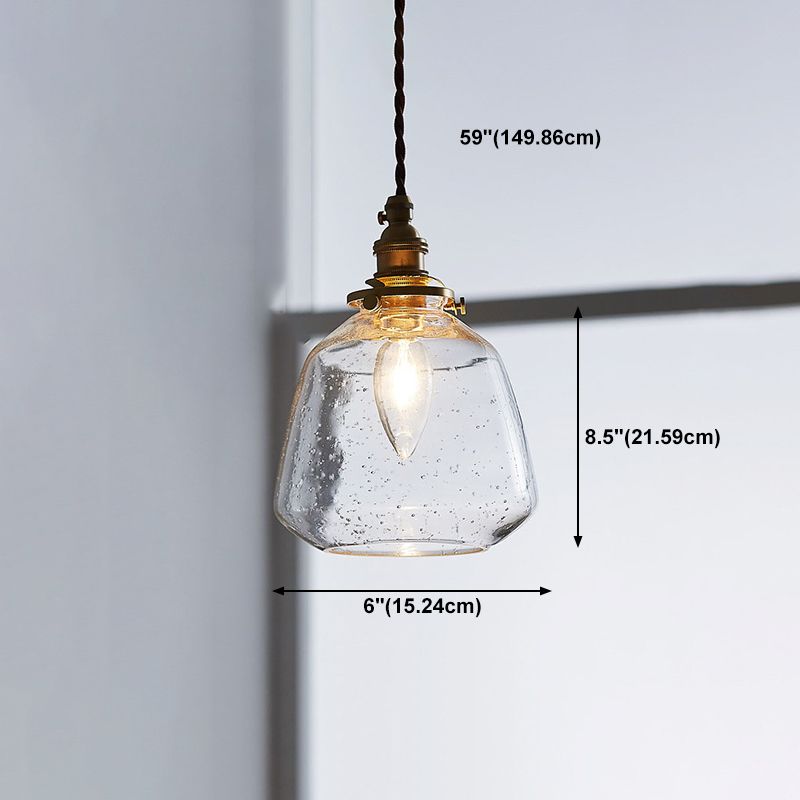 Glazen schaduw hanglamp lichtarmatuur taps toelopend 1-licht industriële stijl messing hangend licht