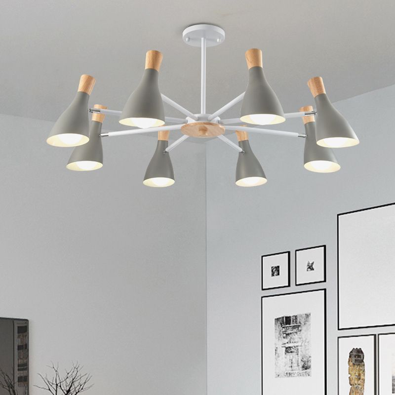 Multi Light Cone Hanging Chandelier Modern Macaron Style Metal Hanging Lamp for Restaurant