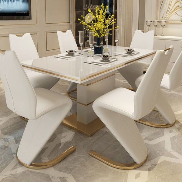 Metal Traditional Luxury Rectangle Dining Table Sintered Stone Table f