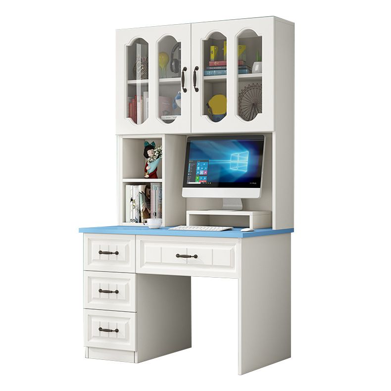 Contemporary Student Desk with 4 Drawers and Storage Shelves