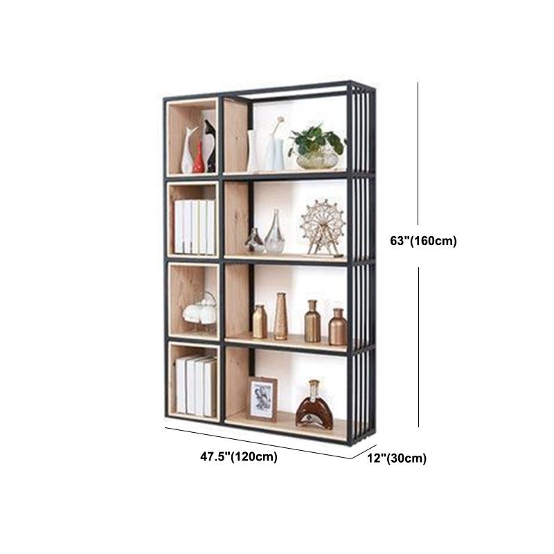 Modern Metal and Wooden Book Shelf Open Study Room Bookcase with Shelves