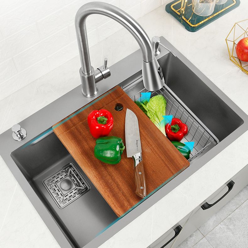 Classic Style Kitchen Sink Stainless Steel Drop-In Kitchen Sink with Drain Strainer Kit