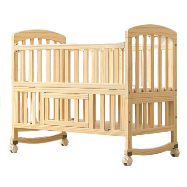 Solid Wood Convertible Crib Modern Nursery Crib with Storage