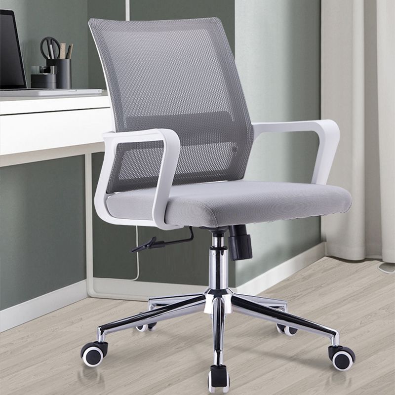 Modern Style Gray Chair Mid Back Fixed Arm Office Chair for Home