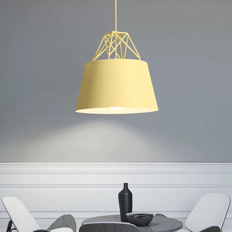 Macaron Tapered Pendant Lighting Fixture Metal Single-Bulb Cafe Ceiling Suspension Lamp