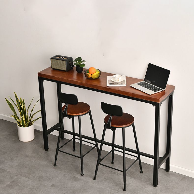 Industrial Rectangle Bar Counter Table Wooden Dining Table with Metal Legs