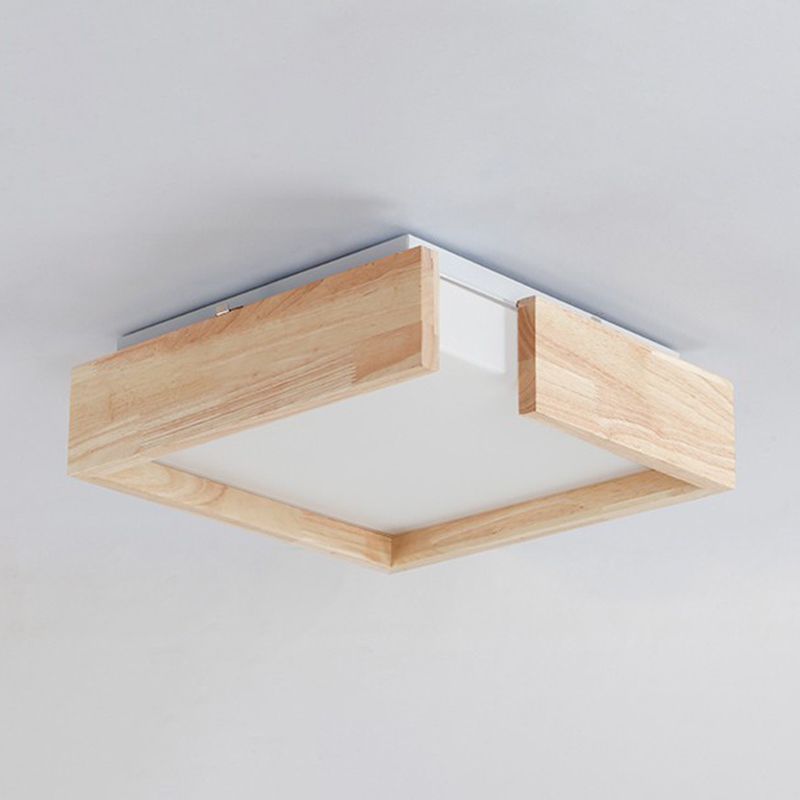 Minimalism Flush Mount Square Wooden Ceiling Light Fixture for Bedroom