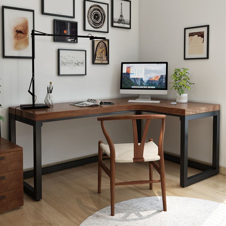 Modern L-Shape Office Desk Solid Wood Writing Desk for Home Office