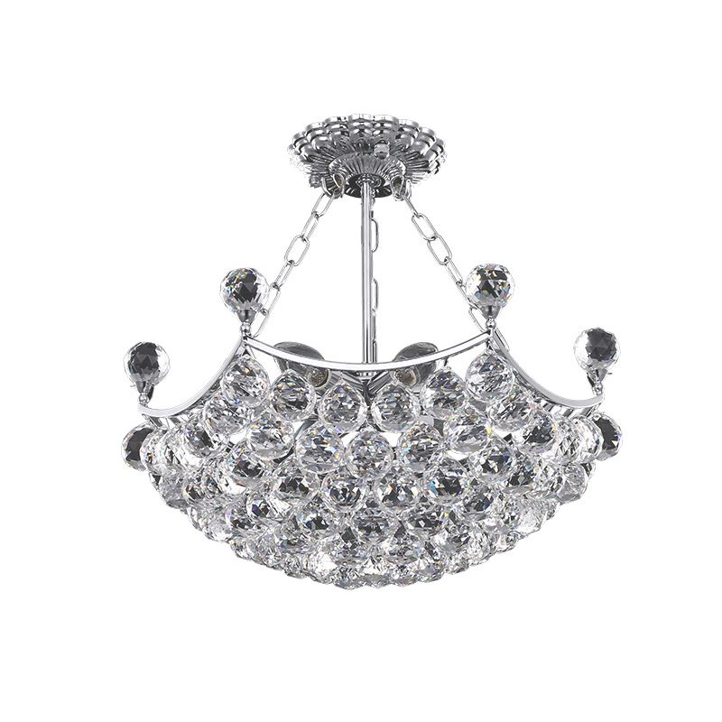 Chrom Dome Chandelier Light Contemporary 12 Lights Facet Crystal Ball Plafond Light for Dining Room